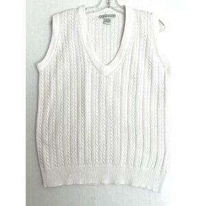 Vintage Preppy Izod Club Ladies Sweater Vest Cable Knit V-Neck Size MEDIUM